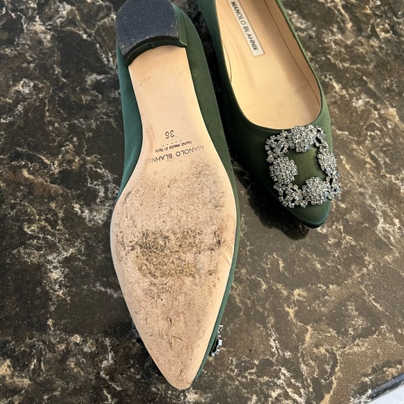 Manolo Blahnik Hangisi Flats green - Picture 4 of 6